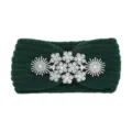 Fascia per capelli in maglia a coste verde scuro con strass di cristallo brillanti. - Stile Strass Fiocco di Neve / 10 Pezzi / Verde Scuro