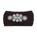 Fascia per capelli in maglia marrone scuro con decorazione di strass scintillanti, elegante. - Stile Strass Fiocco di Neve / 10 Pezzi / Caffè