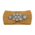 Fascia per capelli in maglia con strass da donna, accessorio invernale caldo e retrò. - Stile Strass Fiocco di Neve / 10 Pezzi / Curcuma