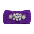 Fascia in maglia viola con decorazione di fiori in strass scintillanti, accessorio per capelli chic. - Stile Strass Fiocco di Neve / 10 Pezzi / Viola