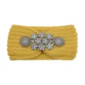 Fascia per capelli in maglia gialla con strass cristallo inverno caldo yoga lavaggio viso - Stile Strass Fiocco di Neve / 10 Pezzi / Giallo
