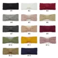 Cozy fleece lined cable knit bow headband winter warm ear warmer hair band multi color variant - Multicolor
