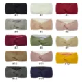 Knitted fleece-lined twist headband ear warmer winter thick wool hair accessory color variants - Multicolor