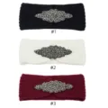 Fascia per capelli lavorata a maglia con strass fascia calda invernale set da 3 colori - Multicolore