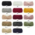Womens winter thick knitted headband fleece lined cross twist ear warmer stretchy hair band - Multicolor