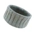 Grey ribbed knit headband for women, thick fleece lined ear warmer winter hair band cozy. - Light Gray