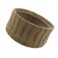 Thick ribbed knit headband warm fleece lined winter ear warmer stretchy hair band khaki - Khaki