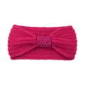 Rose red knitted headband with sequin bow, warm winter elastic hair accessory for women. - Rose Red