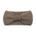 Knitted headband khaki ribbed hair band with sequin bowknot for women daily warm hair accessories - Khaki