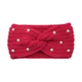 Fascia per capelli in maglia di perle rosse, cerchietto intrecciato caldo per donna e ragazze. - Rosso rosa