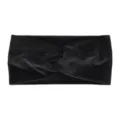Black velvet twist headband for women, wide fleece yoga hair band and ear warmer. - Black