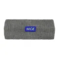 Grey knitted headband with nice letter label, warm winter ear warmer Y2K style hair accessory - Gray