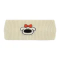 Fascia per capelli in maglia da donna ricamo cane cartone animato paraorecchie invernali - Beige Con Fiocco Cane