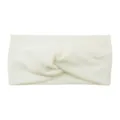 Off-white plush twisted headband, warm wide hair band for yoga, face washing and daily wear. - Creamy White