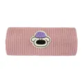 Fascia in maglia rosa con ricamo di cane, accessorio per capelli invernale caldo ed elastico. - Rosa Con Cappello Cane