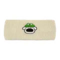 Fascia in maglia beige con simpatico patch ricamato di cane rana, caldo accessorio per capelli. - Beige Con Rana Cane