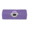 Fascia in maglia viola con ricamo di cane simpatico, accessorio per capelli invernale. - Viola Con Cappello Cane