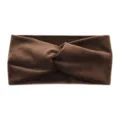 Brown velvet headband, soft wide twisted hair band, cozy winter warm ear accessory. - Coffee