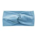 Soft blue velvet twist headband, wide plush hair band for yoga, face washing and daily wear. - Blue