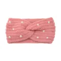 Fascia in maglia di perle rosa da donna, scaldatesta invernale caldo, accessorio capelli yoga elastico. - Champagne
