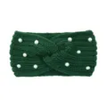 Fascia per capelli in maglia verde con perle, fascia larga e calda per yoga e pulizia viso. - Verde Scuro