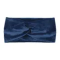 Dark blue velvet twisted headband, wide hair band for yoga, daily wear and face washing. - Navy Blue