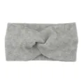 Grey knitted twist headband for women, elastic wide hair band for yoga, sports and daily wear. - Light Gray