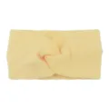 Yellow knitted elastic twist headband, wide hair band for yoga, sports and face washing. - Beige