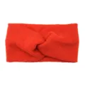 Red knitted twist headband stretch wide hair band for yoga sports daily wear stylish wrap. - Red