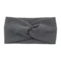 Graues gestricktes Twist-Stinband, plüschiges breites Haarband für Yoga und Sport. - Dunkelgrau