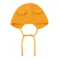 Leuke gebreide kinder muts met schattige dierenoren en warme touwtjes voor de winter. - Geel