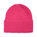 Hot pink ribbed knit beanie hat, cuffed winter warm ski cap, solid color casual wool cap. - Rose Red