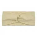 Gestricktes gedrehtes Stirnband Beiges elastisches breites Haarband für Sport - Milchiges Gelb