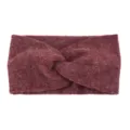 Knitted stretch twist headband for women, soft wide hair band in dark red, cozy yoga fitness accessory. - Burgundy