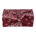 Burgundy paisley printed twisted headband, elastic hair band for yoga and daily sports. - Paisley Red