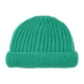 Groene kinder gebreide muts effen kleur opgerolde manchet warme winter muts voor baby. - Fruitgroen
