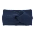 Solid dark blue knitted twist headband for women sports yoga and face washing wide hair band - Navy Blue