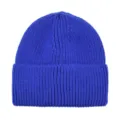 Berretto in maglia a costole tinta unita blu royal, berretto da sci caldo per inverno. - Blu zaffiro