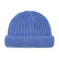 Kinderen blauwe gebreide muts winter warm effen opgerolde rand mode schattige hoed - Mistblauw
