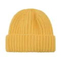 Yellow children knit beanie winter warm solid color cute pull-on cap variant size item - Yellow