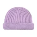 Kinder winter gebreide muts in snoepkleur, opomslag warm effen kleur docker pet variant. - Lichtpaars