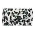 Schwarzes weisses Leopardenmuster Kreuz Stirnband elastisches Yoga Haarband breites Accessoire. - Leopardenmuster Schwarz
