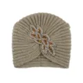 Gorro Turban De Punto Con Cuentas Kaki Invierno Cálido Elegante Casual Sombrero - Caqui