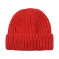 Kids Chunky Knit Beanie Solid Color Winter Warm Pull-on Hat for Toddler Boys Girls - Red