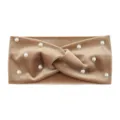 Braunes Samt Perlen Stirnband Crossover breites Haarband Damen Winter Ohrwärmer Haarschmuck - Camel