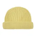 Gele kinderen gebreide muts effen kleur met omslagrand winter warme schattige muts - Lichtgeel
