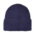 Berretto in maglia a coste tinta unita autunno inverno caldo con risvolto per sport all'aperto - Blu navy