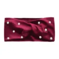 Bordeaux Samt Perlen Stirnband gedreht breites Haarband Damen Winter warmer Haarschmuck - Burgunderrot