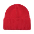 Berretto in maglia tinta unita rossa, cappello invernale caldo con risvolto per sport. - Rosso Brillante