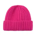 Kids chunky knit beanie winter warm candy pink solid color toddler pullover hat cozy style - Rose Red